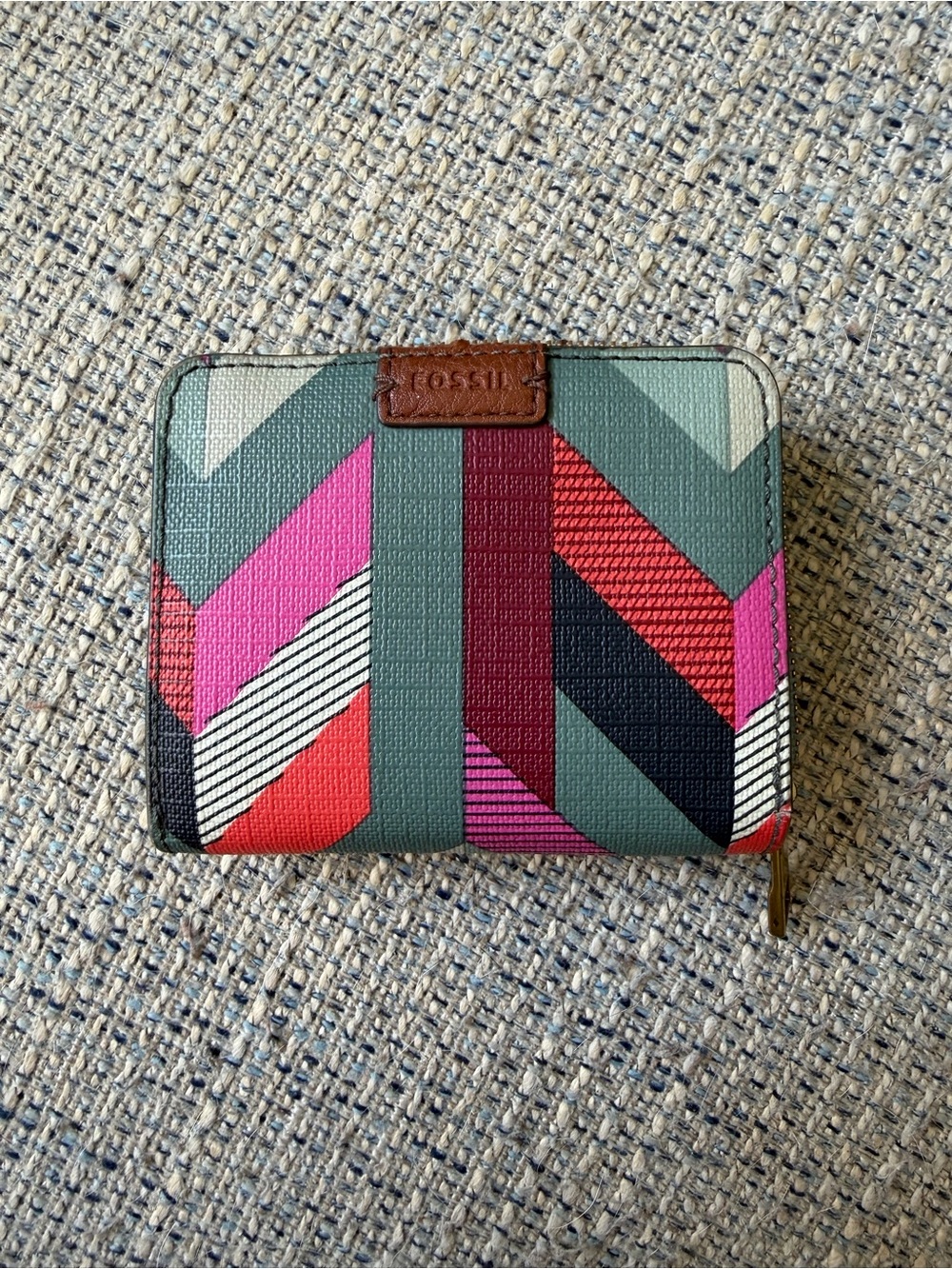 Fossil Green Multicolor Zip Wallet